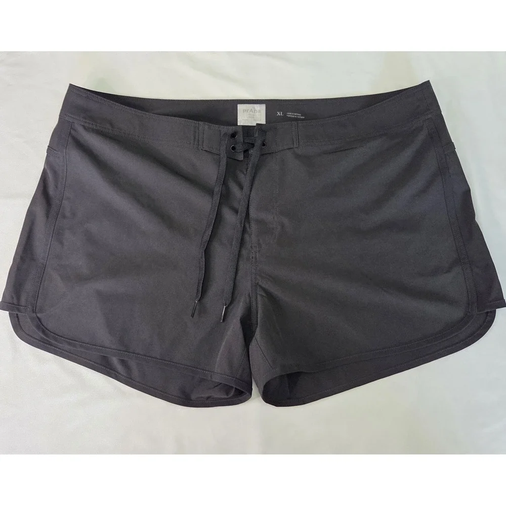 Prana Schaffie Black Board Shorts Womens XL UPF 50 Summer‎ Swim Beach Athleisure